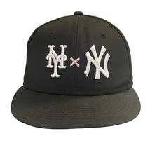 New Era New York Yankees Vs Mets Black Fitted Hat Size 7 Authentic Rare - £27.75 GBP