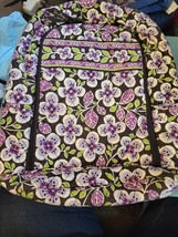 Vtg Vera Bradley Black Purple Floral  Backpack #0042 - $45.00