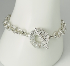 9.5&quot; Large Tiffany &amp; Co Sterling Silver 1837 Mens Unisex Toggle Anklet Bracelet - £343.28 GBP