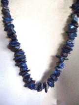 Polished Intense Blue Sodalite Chip Bead Necklace 25&quot; Continuous No Closure - £11.95 GBP