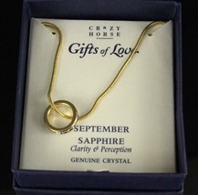MODERN Crazy Horse Gifts of Love SEPTEMBER Sapphire Crystal Necklace Pen... - $18.36