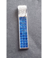 Estate 2.25 Ct Diamond &amp; Ceylon Blue Sapphire 14K White Gold Bar Pendant - £583.29 GBP