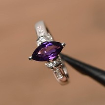 2.50Ct Marquise Cut Lab-Created Amethyst Engagement Ring 14K White Gold Plated - £97.40 GBP