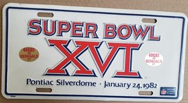Super Bowl XVI 1982 Pontiac Silverdome NFL License Plate 49ers 2 Bengals 21 - £12.73 GBP