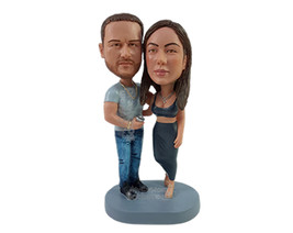 Custom Bobblehead Seriously fit looking couple wearing stylish outfit with a bee - £119.56 GBP