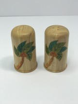 Summertime Salt and Pepper Shakers Wooden Carved Hand Painted Large Palm... - $11.87