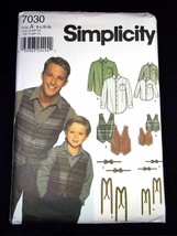 Simplicity Pattern 7030 Boys & Mens Shirt Vest Bow Tie Suspenders Sz A S-XL - £4.61 GBP