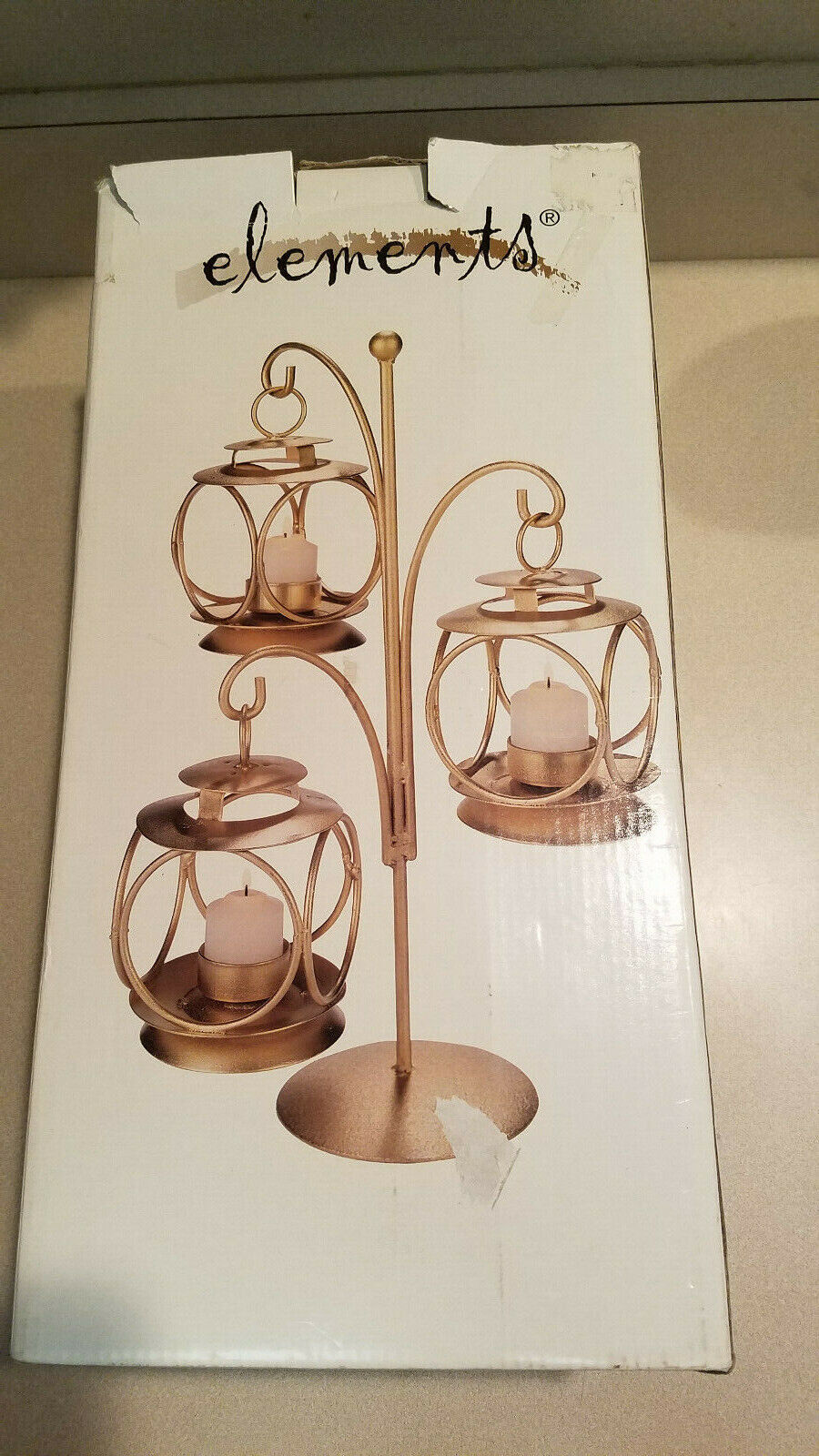 Element Wrought Iron Gold Finish Hanging Candle Lanterns 16" High (NEW) - $20.79