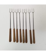 8 Fondue Forks Vintage Wood Handle Fondue Fork Set - £5.48 GBP