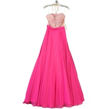 Angela Alison Women Dress Size 0 Juniors Pink Maxi Beads Lace Formal Sle... - £124.43 GBP