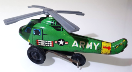 ARMY HELICOPTER ✱ Vintage Rare Small Child´s Friction Tin Toy ~ Japan 60´s - $25.99