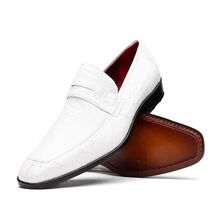 Fangio Classic Penny Loafer Genuine Ostrich Quill Shoes White image 3