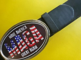  TRUMP   MAGA   2024 Epoxy Belt Buckle &quot;Make America Great Again!&quot; &amp; Bla... - £19.31 GBP