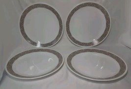 Corelle SAND SKETCH Dinner PLATES, White with Taupe Design- Set of 4, 10... - $22.31