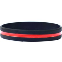 Thin Red Line Silicone Wristband Bracelets Police Officers Patrol Awareness Supp - £2.27 GBP