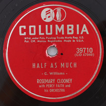 Rosemary Clooney W/ Percy Faith - Half As Much/Poor Whip Will 78 rpm Record 1952 - £13.99 GBP