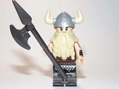 PWS Viking Bearded Warrior Building Minifigure Brick US - £7.27 GBP