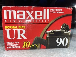 Maxell UR 90 Minute Lot Of 10 Pack Blank Audio Cassette Tapes Normal Bia... - $15.00