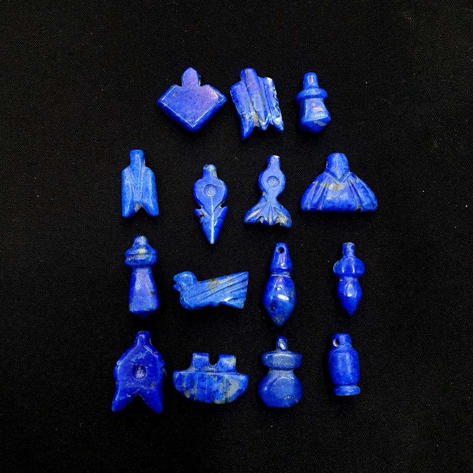 Lot Of 15 Pcs Rare Top Quality Lapis Lazuli Stone Amulets Different Shapes - $73.60