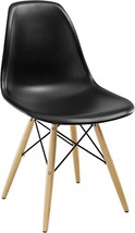 Black Modway Pyramid Mid-Century Dining And Kitchen Chair With Natural Wood - £78.95 GBP