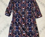 Vince Camuto Women&#39;s Floral Print 3/4 Sleeve Sheath Dress Navy Blue oran... - £22.24 GBP