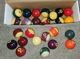 Lot of 25 Vintage Pool Billard Balls Various Styles Years Makes Used Condition - £55.94 GBP