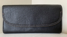 New Fossil Cleo Flap Clutch Leather wallet Black - $42.65