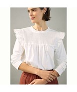Anthropologie Susie Smocked Ruffled White Blouse size XL NWOT - £30.98 GBP