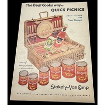 Stokely Van Camp Pork and Beans Vintage Original Print Ad 1955 Picnic Basket - £10.40 GBP