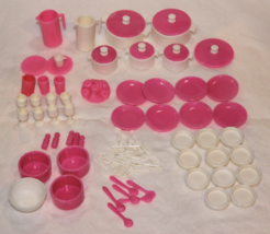 HUGE LOT of 96 PIECES 1980’s BARBIE DREAM HOUSE KITCHEN POTS DISHES MORE! - $50.00