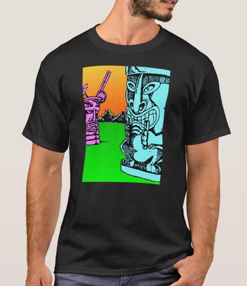 Tiki Love Story Tee Shirt- Black - Men's