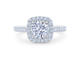 Solitaire Round Cut Halo 1.35Ct Simulated Diamond Silver Women Engagement Ring - £43.43 GBP