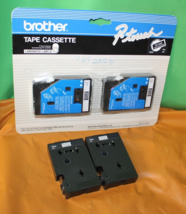 Brother P-Touch ape Cassette Laminated Labels TC-34Z White On Black 9mm ... - $29.69