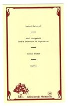Edinburgh Sheraton Special Menu Edinburgh Scotland 1980's - $11.88