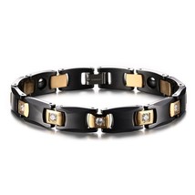 Vinterly Black Ceramic Bracelet for Women Chain Link Healing Energy Magnetic Hem - £23.08 GBP