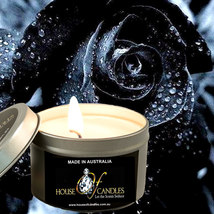 Black Rose &amp; Oud Scented Tin Candles Hand Poured Vegan Friendly Eco Soy Wax - £14.90 GBP+