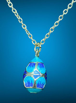 green blue Enamel gold tone egg necklace ￼26” - £31.17 GBP
