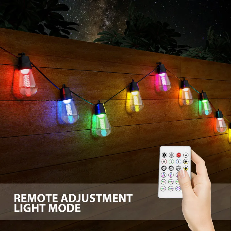 Bluetooth LED String Light Outdoor Solar Street Gar RGB S14 Fairy Light 15 30 Bu - £121.48 GBP