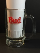 Vintage Budweiser BUD "King Of Beers" Beer Mug Clear Heavy Glass 5-1/4" Tall - £10.14 GBP