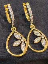 2Ct Marquise Cut Lab-Created Diamond Flower Dangle Earring 14k YellowGold Plated - £135.26 GBP