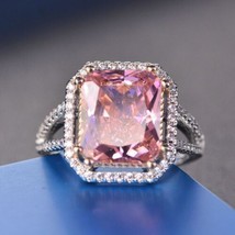 5Ct Good Cushion Cut Natural Pink Sapphire Gemstone 14K White Gold Plated Ring - £124.46 GBP