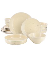Elama Emilia 16 Piece Double Bowl Stoneware Dinnerware Set in Cream Yellow - €105,15 EUR