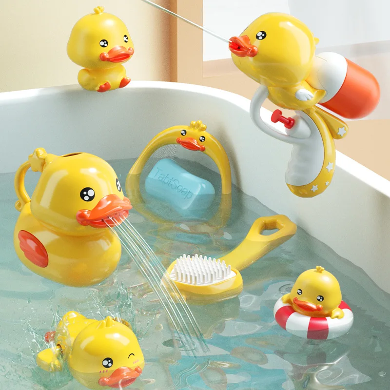 Baby Bath Small Duck Toys Set 8PCS Toddler Shower Bathtubs Water Gun Toys - $11.74+