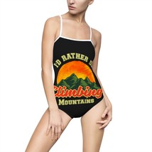 Women&#39;s Hollow Back One-Piece Swimsuit, Printed With Watercolor Mountain Design  - £22.23 GBP