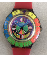 Vintage 90s Swatch Blue Whale Neon Rainbow Multicolor Swiss Wristwatch W... - £157.37 GBP