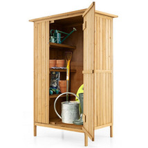 5  3 Feet Outdoor Storage Cabinet with Asphalt Roof and 3 Shelves-Natural - Colo - $5,626.66 MXN
