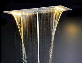 Cascada Luxury 15&quot;x28&quot; LED Waterfall Luxurious Recessed 4 Types Rainfall Shower  - £1,424.41 GBP+