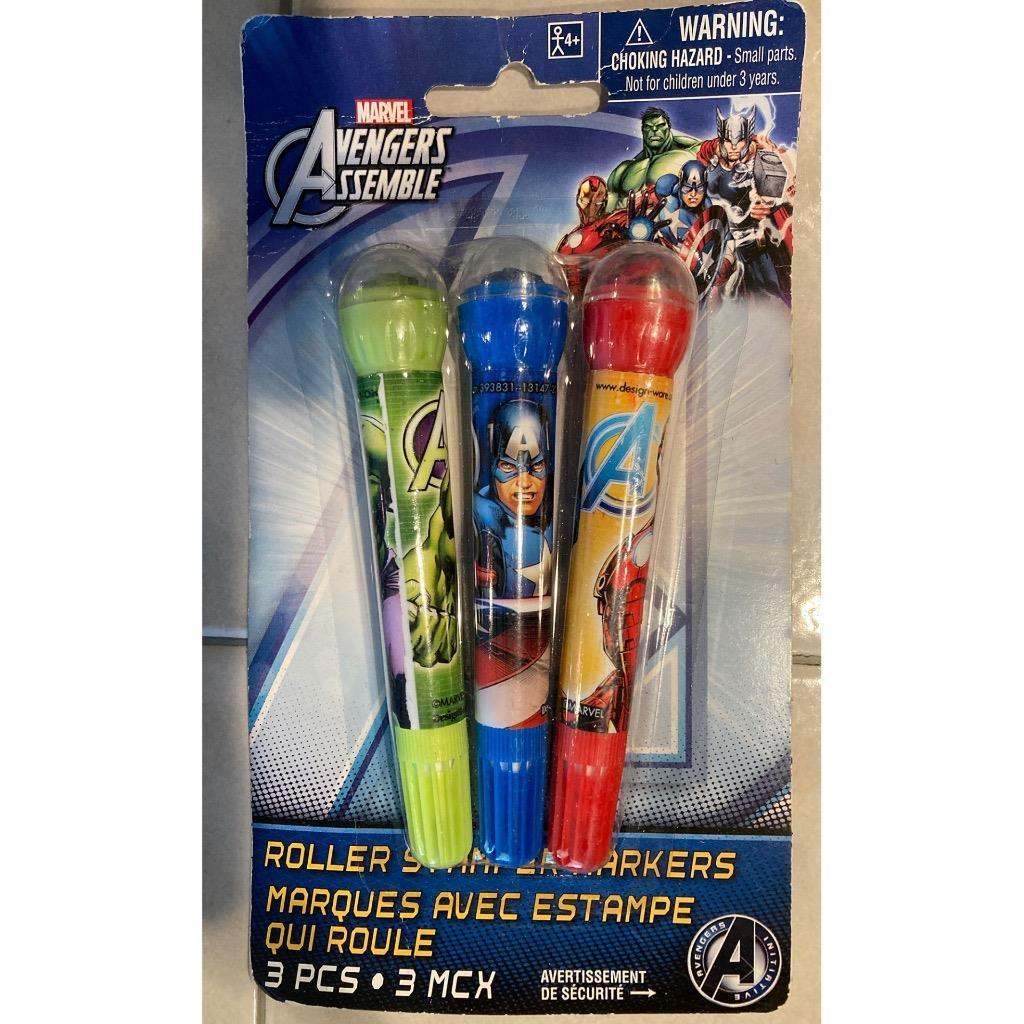 Marvel Avengers Assemble Roller Stamper Markers Great Party Favors School 3 Ct - £2.81 GBP