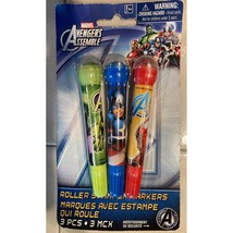 Marvel Avengers Assemble Roller Stamper Markers Great Party Favors School 3 Ct - £2.98 GBP