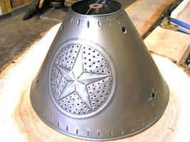 Rustic Brushed Tin Punch Metal Star Round Lamp Shade Sm bz - £63.85 GBP